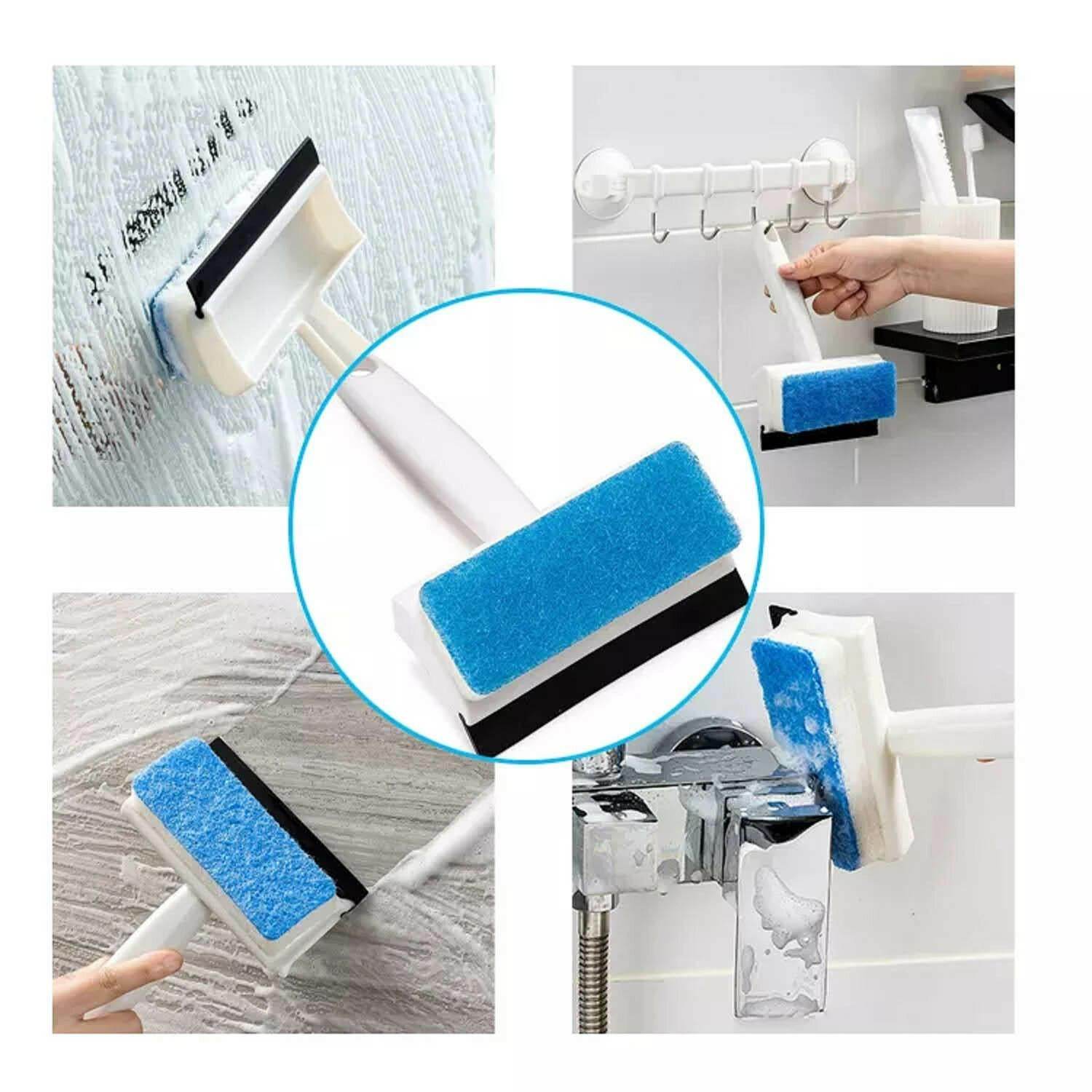 2-in-1 Glass Wiper & Cleaning Brush | Double-Sided Mirror, Tile, and Grout Cleaner for Bathroom & Windows - infinityexculsivestore.com