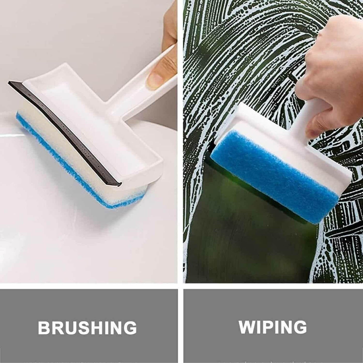 2-in-1 Glass Wiper & Cleaning Brush | Double-Sided Mirror, Tile, and Grout Cleaner for Bathroom & Windows - infinityexculsivestore.com
