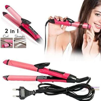 2 in 1 Hair Straightener and Curler Machine For Women | Curl & Straight Hair Iron - infinityexculsivestore.com