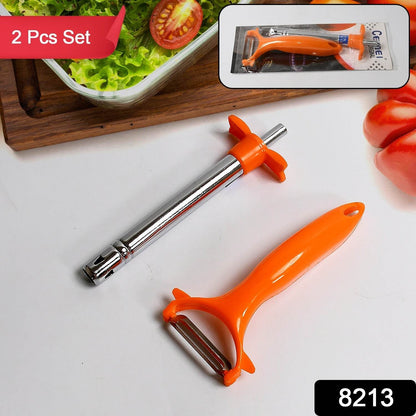 2 in 1 Kitchen Combo Lighter, Stainless Steel Durable Gas Lighter with Vegetable Cutter Peeler, For Kitchen Steel Gas Lighter (2 Pc Set) - infinityexculsivestore.com