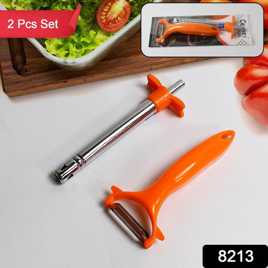 2 in 1 Kitchen Combo Lighter, Stainless Steel Durable Gas Lighter with Vegetable Cutter Peeler, For Kitchen Steel Gas Lighter (2 Pc Set) - infinityexculsivestore.com