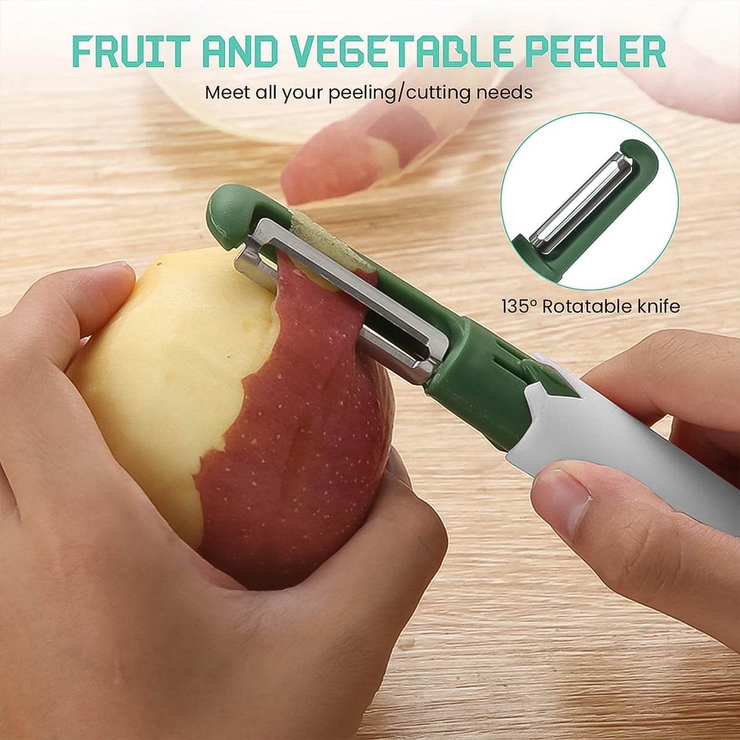 2 in 1 Knife, Multifunctional peeler Two in one fruit knife, fruit and vegetable cutting knife+sawtooth peeler, apple, carrot, potato, fruit slice antiskid - infinityexculsivestore.com