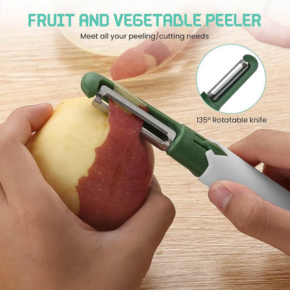 2 in 1 Knife, Multifunctional peeler Two in one fruit knife, fruit and vegetable cutting knife+sawtooth peeler, apple, carrot, potato, fruit slice antiskid - infinityexculsivestore.com