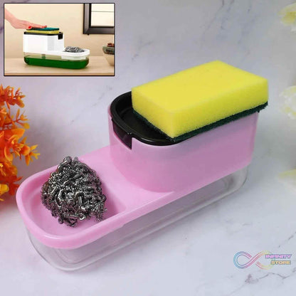 2 in 1 Plastic Dish Soap Liquid Dispenser Sponge Holder (1 Set) - infinityexculsivestore.com