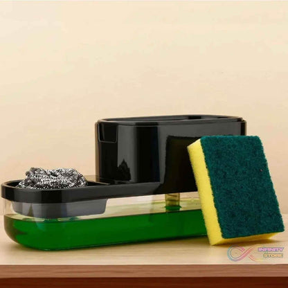2 in 1 Plastic Dish Soap Liquid Dispenser Sponge Holder (1 Set) - infinityexculsivestore.com
