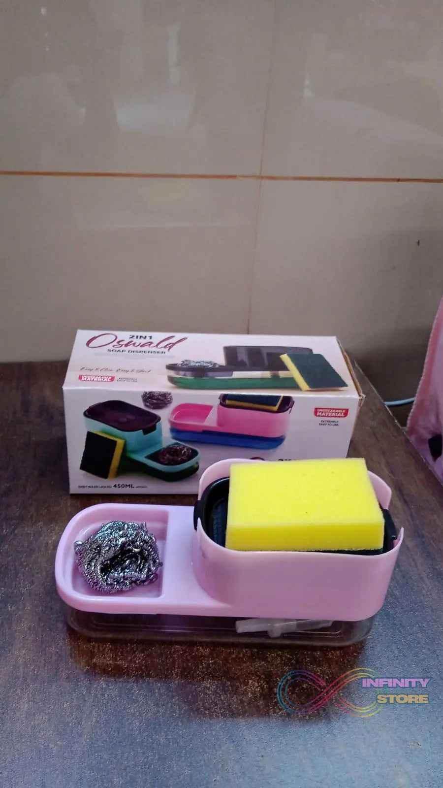 2 in 1 Plastic Dish Soap Liquid Dispenser Sponge Holder (1 Set) - infinityexculsivestore.com