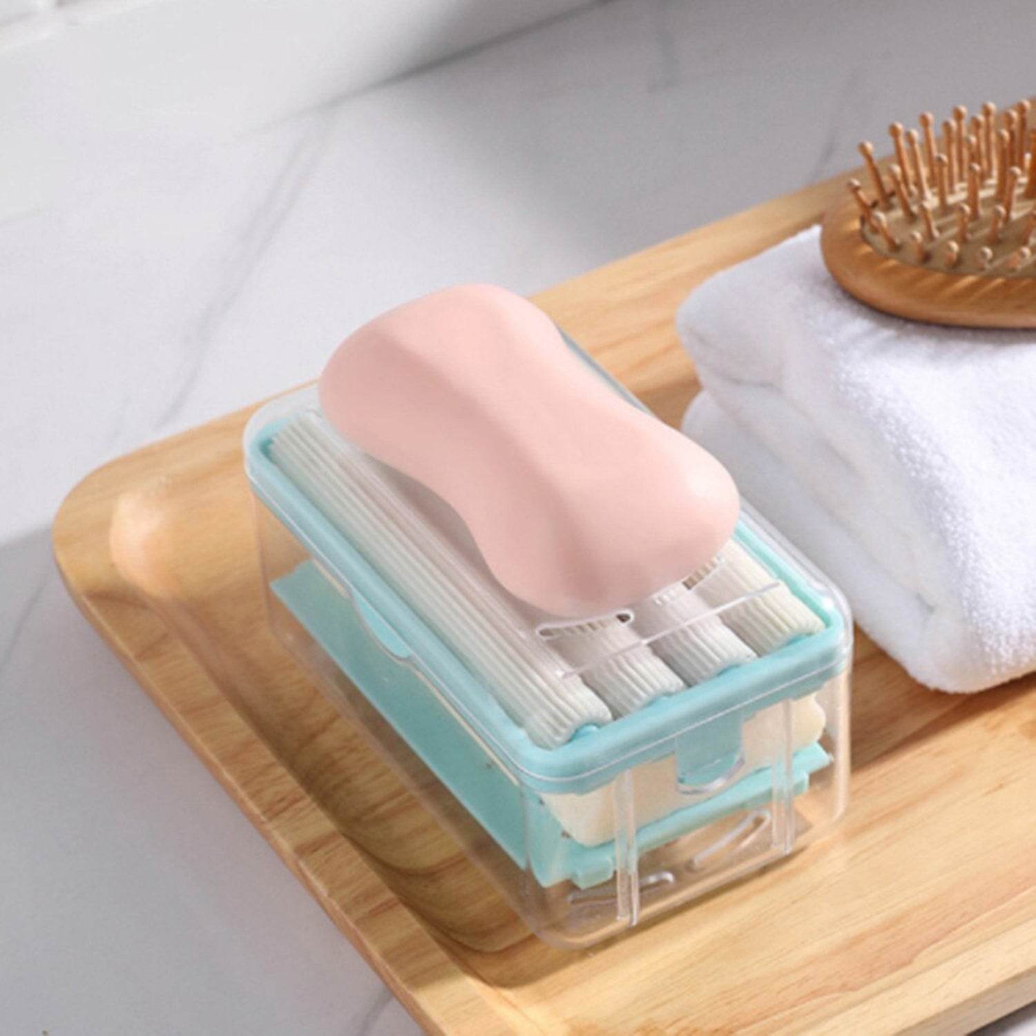 2 - in - 1 Portable Soap Dish & Soap Dispenser with Roller and Drain Holes, Multifunctional Soap Holder Foaming Soap Bar Box for Home, Kitchen, Bathroom - infinityexculsivestore.com