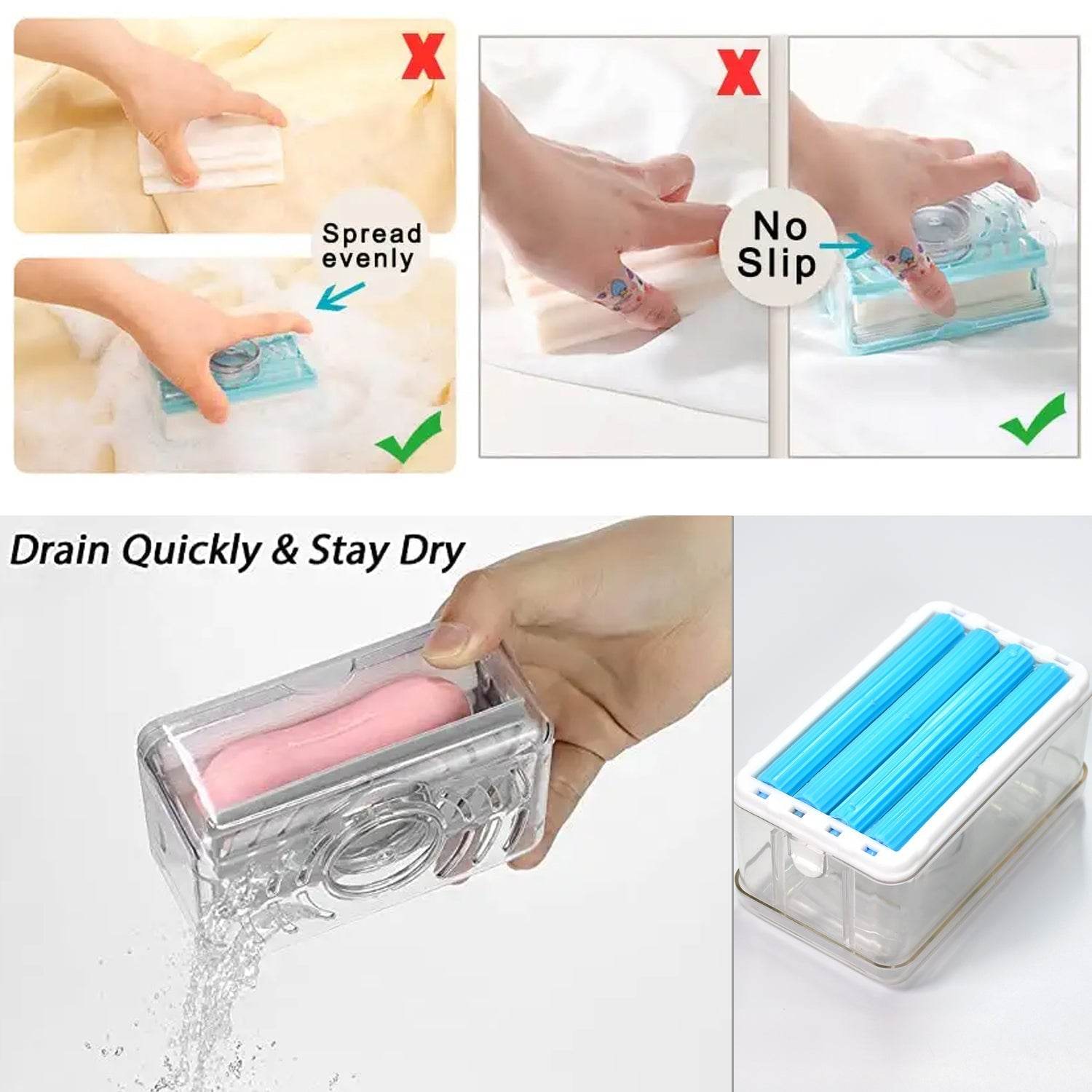 2 - in - 1 Portable Soap Dish & Soap Dispenser with Roller and Drain Holes, Multifunctional Soap Holder Foaming Soap Bar Box for Home, Kitchen, Bathroom - infinityexculsivestore.com