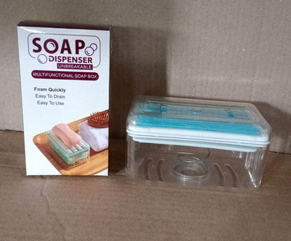 2 - in - 1 Portable Soap Dish & Soap Dispenser with Roller and Drain Holes, Multifunctional Soap Holder Foaming Soap Bar Box for Home, Kitchen, Bathroom - infinityexculsivestore.com