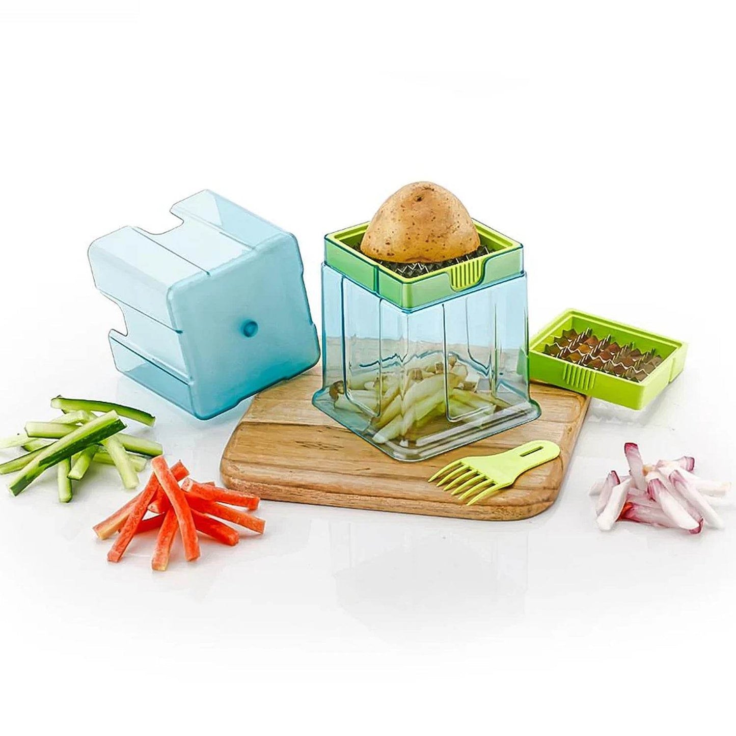 2 in 1 Potato Chipser / Slicer French Fries Maker Finger Chips | Plastic | Two Blades Finger Chips Cutter for Kitchen Accessory Vegetable Fruit Slicer (1 Pc)  - infinityexculsivestore.com