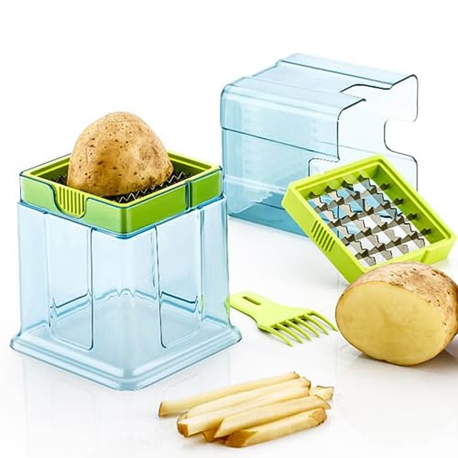 2 in 1 Potato Chipser / Slicer French Fries Maker Finger Chips | Plastic | Two Blades Finger Chips Cutter for Kitchen Accessory Vegetable Fruit Slicer (1 Pc)  - infinityexculsivestore.com