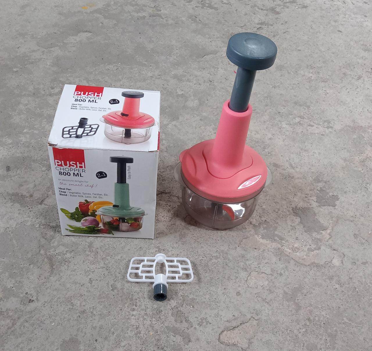 2 - in - 1 Push Chopper 800ml with Stainless Steel Blade for Quick Food Prep - infinityexculsivestore.com