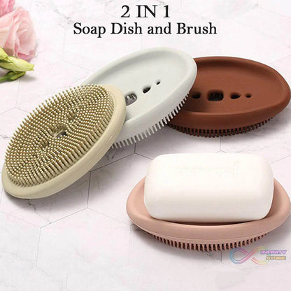 2 in 1 Silicone Cleaning Brush used in all kinds of bathroom purposes for cleaning and washing floors, corners, surfaces and many more things. - infinityexculsivestore.com