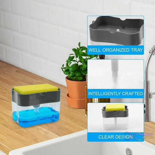 2 in 1 Soap Dispenser for Dishwasher Liquid Holder, Liquid Dispenser Through Pump (1 Pc) - infinityexculsivestore.com