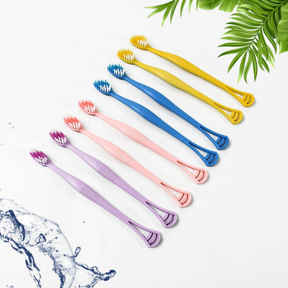 2 - in - 1 Tooth Brush with Tongue Scraper, Soft Bristle & Long Handle (8Pcs) Soft Toothbrush - infinityexculsivestore.com
