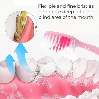2 - in - 1 Tooth Brush with Tongue Scraper, Soft Bristle & Long Handle (8Pcs) Soft Toothbrush - infinityexculsivestore.com