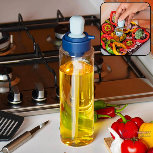 2 in 1 Transparent oilar dispenser with Silicone Oil Dropper Nozzle (1 Pc / With Brush / 1 Ltr.) - infinityexculsivestore.com
