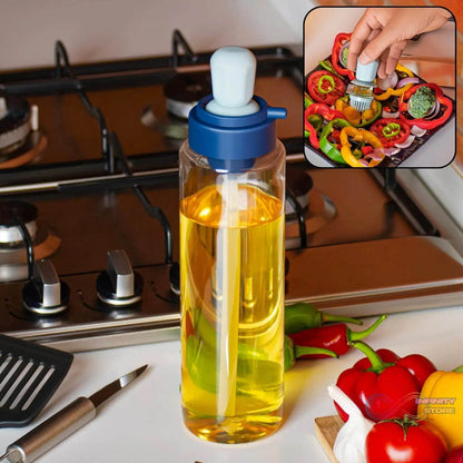 2 in 1 Transparent oilar dispenser with Silicone Oil Dropper Nozzle (1 Pc / With Brush / 1 Ltr.) - infinityexculsivestore.com