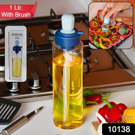 2 in 1 Transparent oilar dispenser with Silicone Oil Dropper Nozzle (1 Pc / With Brush / 1 Ltr.) - infinityexculsivestore.com