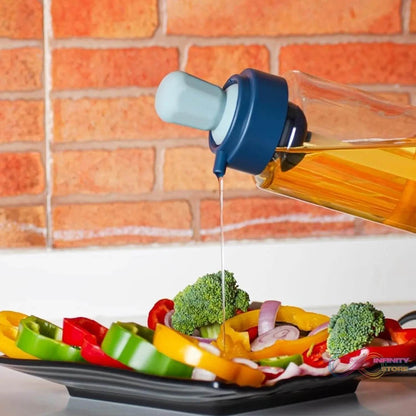 2 in 1 Transparent oilar dispenser with Silicone Oil Dropper Nozzle (1 Pc / With Brush / 1 Ltr.) - infinityexculsivestore.com