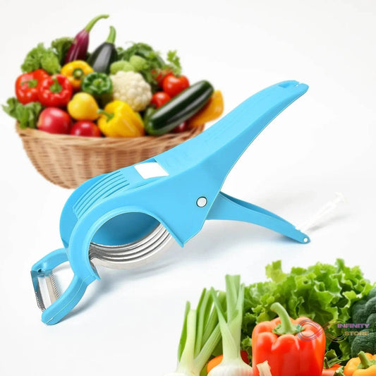 2 in 1 Vegetable & Fruit Multi Cutter 5 Blade Vegetable Cutter with Peeler (1 Pc / Multicolor) - infinityexculsivestore.com