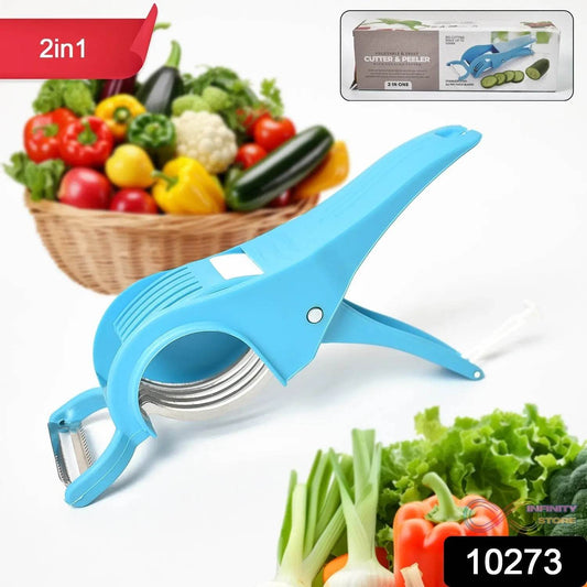 2 in 1 Vegetable & Fruit Multi Cutter 5 Blade Vegetable Cutter with Peeler (1 Pc / Multicolor) - infinityexculsivestore.com