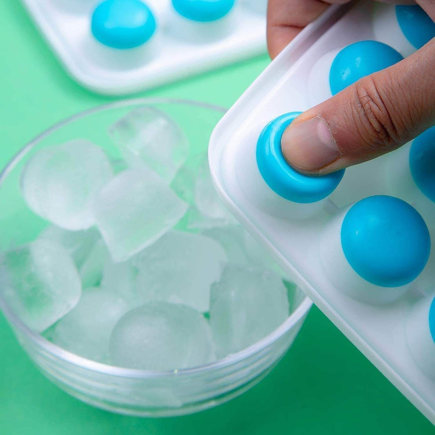 21 Cavity Pop Up Ice Cube Trays - Easy Release, Flexible Silicone Bottom - Stackable, BPA Free, Food Grade - for Convenient Freezer Ice Making (2 Pc Set) - infinityexculsivestore.com