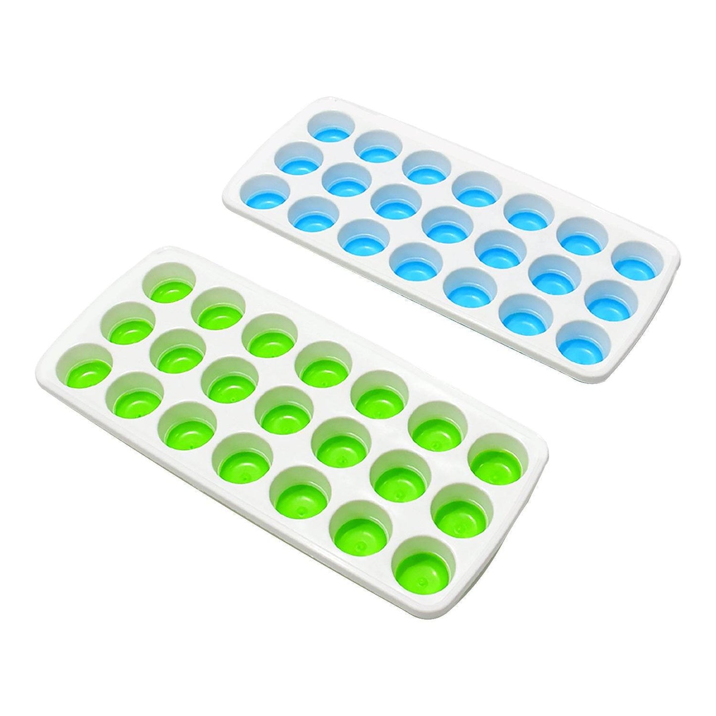21 Cavity Pop Up Ice Cube Trays - Easy Release, Flexible Silicone Bottom - Stackable, BPA Free, Food Grade - for Convenient Freezer Ice Making (2 Pc Set) - infinityexculsivestore.com