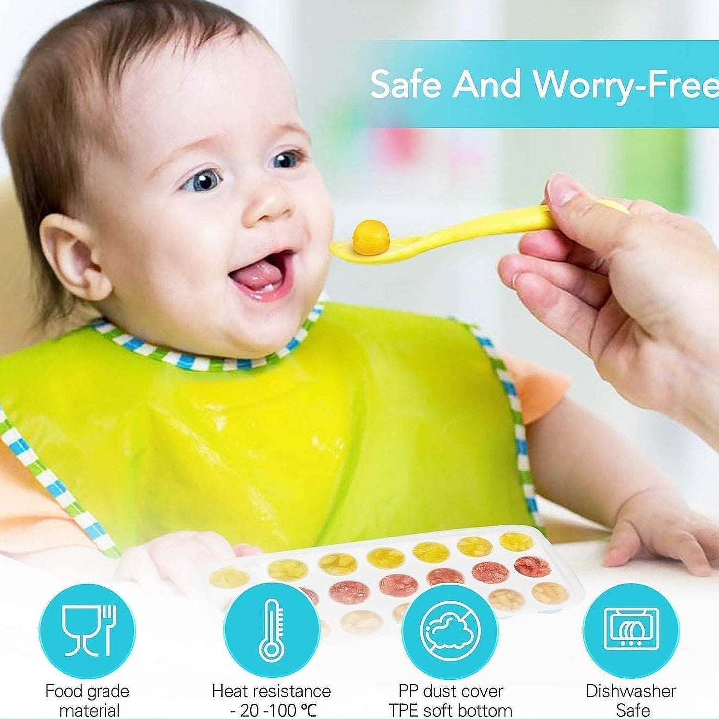 21 Cavity Pop Up Ice Cube Trays - Easy Release, Flexible Silicone Bottom - Stackable, BPA Free, Food Grade - for Convenient Freezer Ice Making (2 Pc Set) - infinityexculsivestore.com
