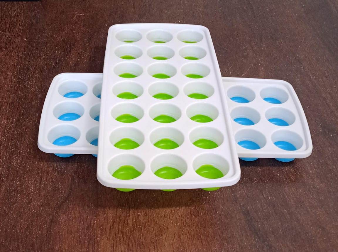 21 Cavity Pop Up Ice Cube Trays - Easy Release, Flexible Silicone Bottom - Stackable, BPA Free, Food Grade - for Convenient Freezer Ice Making (2 Pc Set) - infinityexculsivestore.com