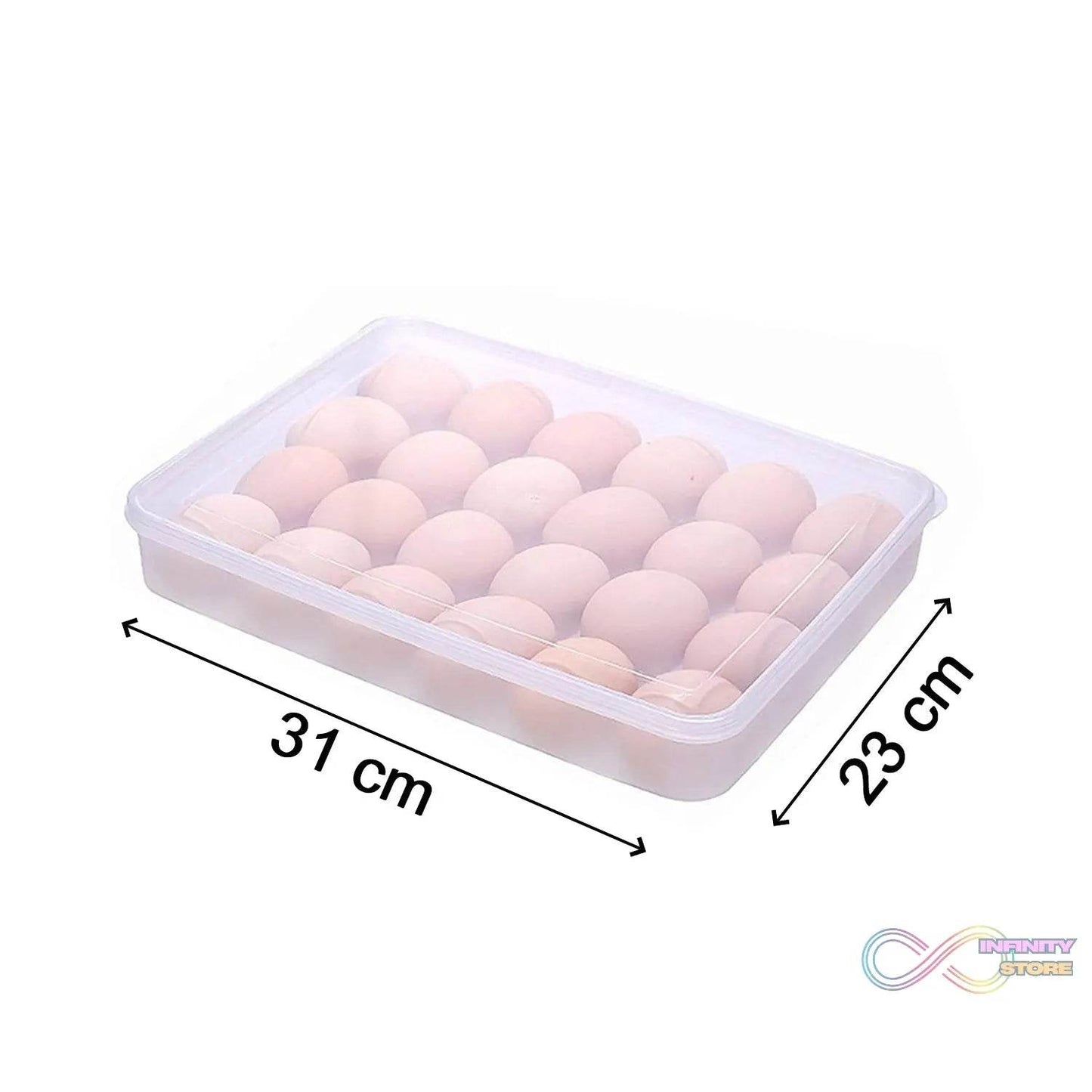 24 Grids Plastic Egg Box Container Holder Tray for Fridge with Lid for 2 Dozen Egg Tray - infinityexculsivestore.com