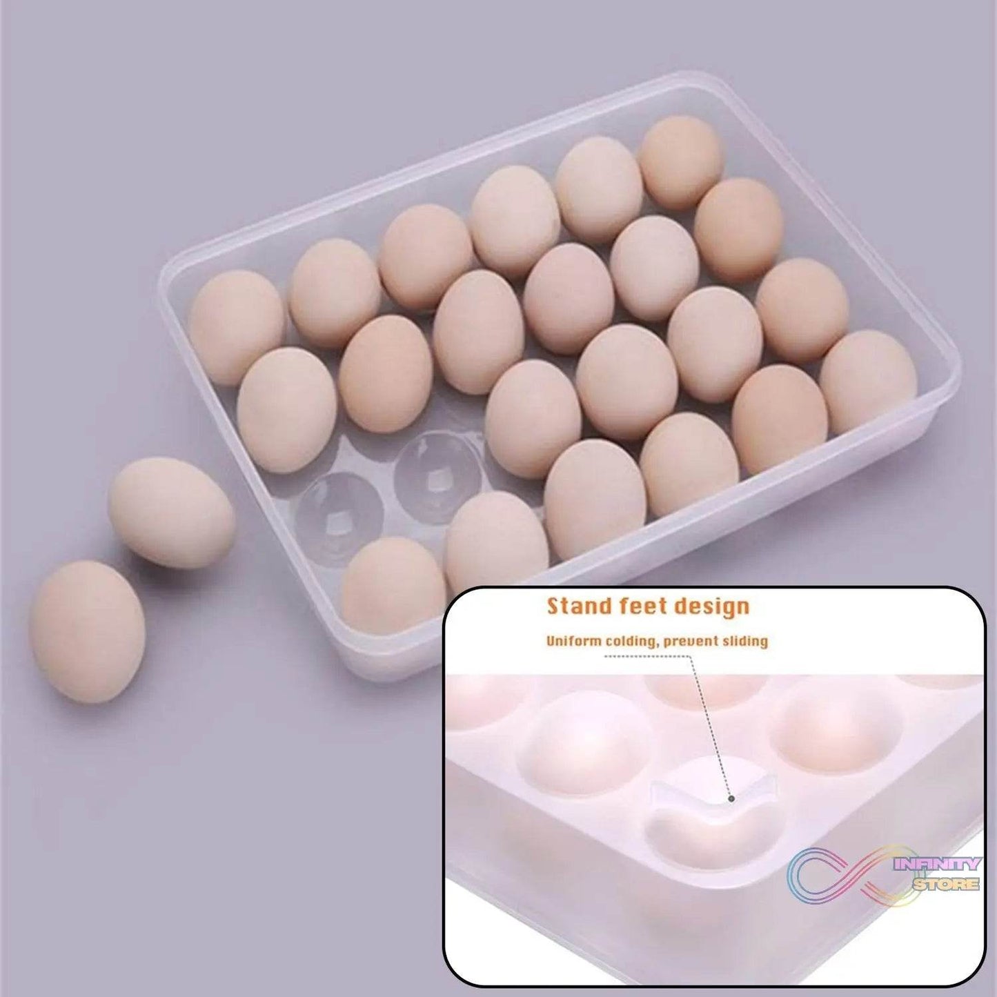 24 Grids Plastic Egg Box Container Holder Tray for Fridge with Lid for 2 Dozen Egg Tray - infinityexculsivestore.com