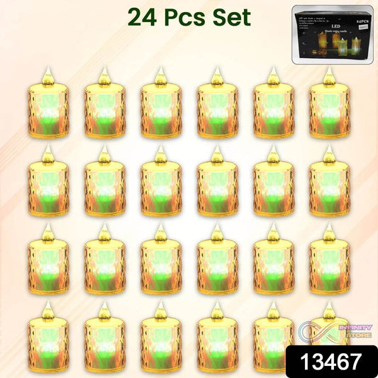 24 Pc Flameless and Smokeless Decorative Melting Candles LED Tea Light Candle Flickering Electronic Candle - infinityexculsivestore.com