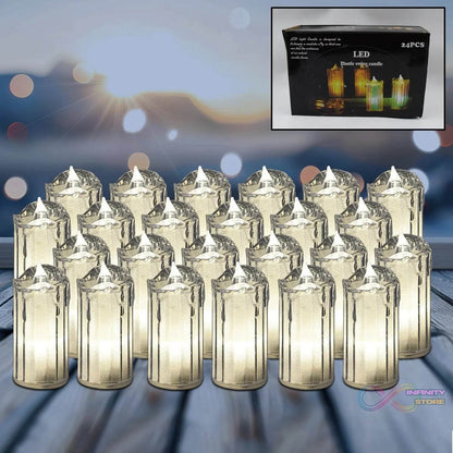 24 Pc Flameless and Smokeless Decorative Melting Candles LED Tea Light Candle Flickering Electronic Candle - infinityexculsivestore.com