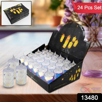 24 Pc Flameless and Smokeless Decorative Melting Candles LED Tea Light - infinityexculsivestore.com