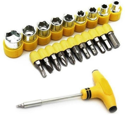 24 pcs T shape screwdriver set Batch Head Ratchet Pawl Socket Spanner hand tools - infinityexculsivestore.com