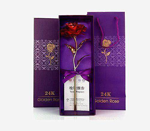 24K Artificial Golden Rose / Gold Red Rose with Gift Box (10 inches) - infinityexculsivestore.com