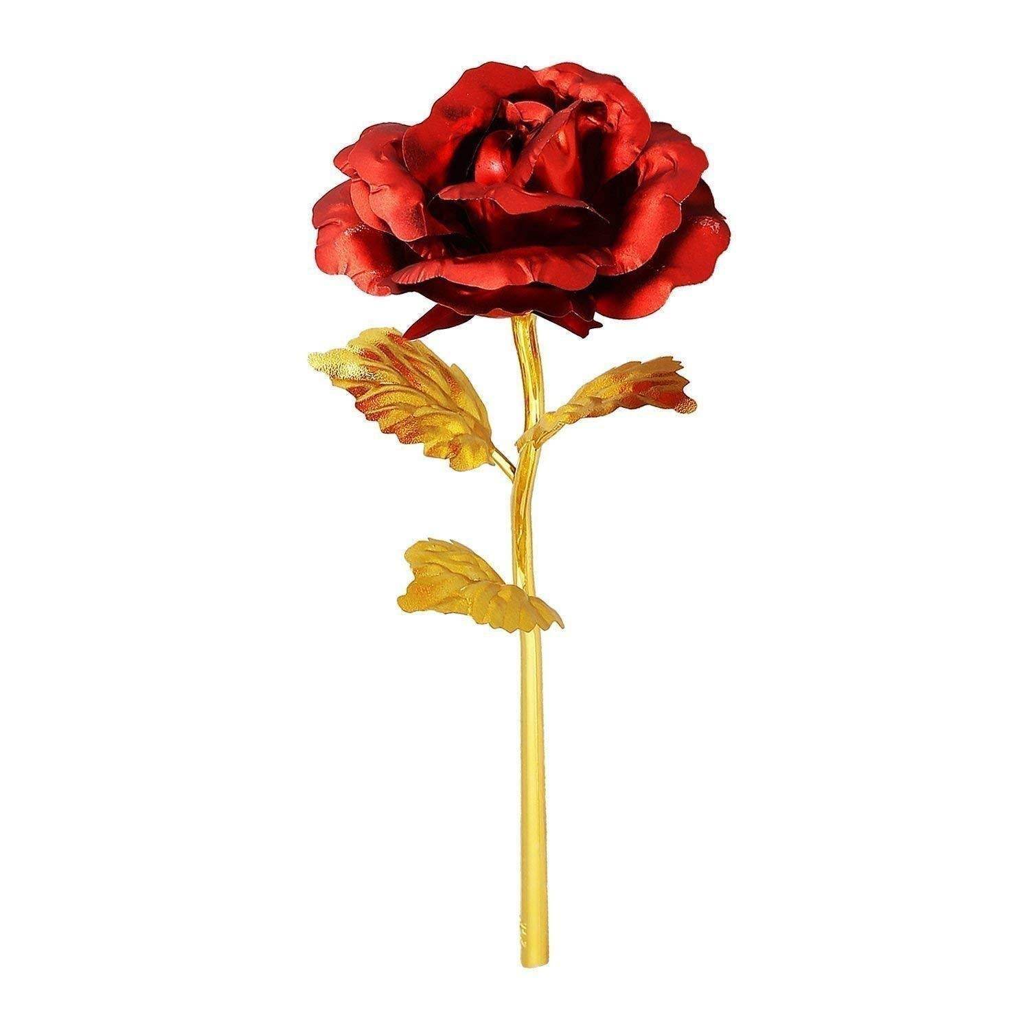 24K Artificial Golden Rose / Gold Red Rose with Gift Box (10 inches) - infinityexculsivestore.com
