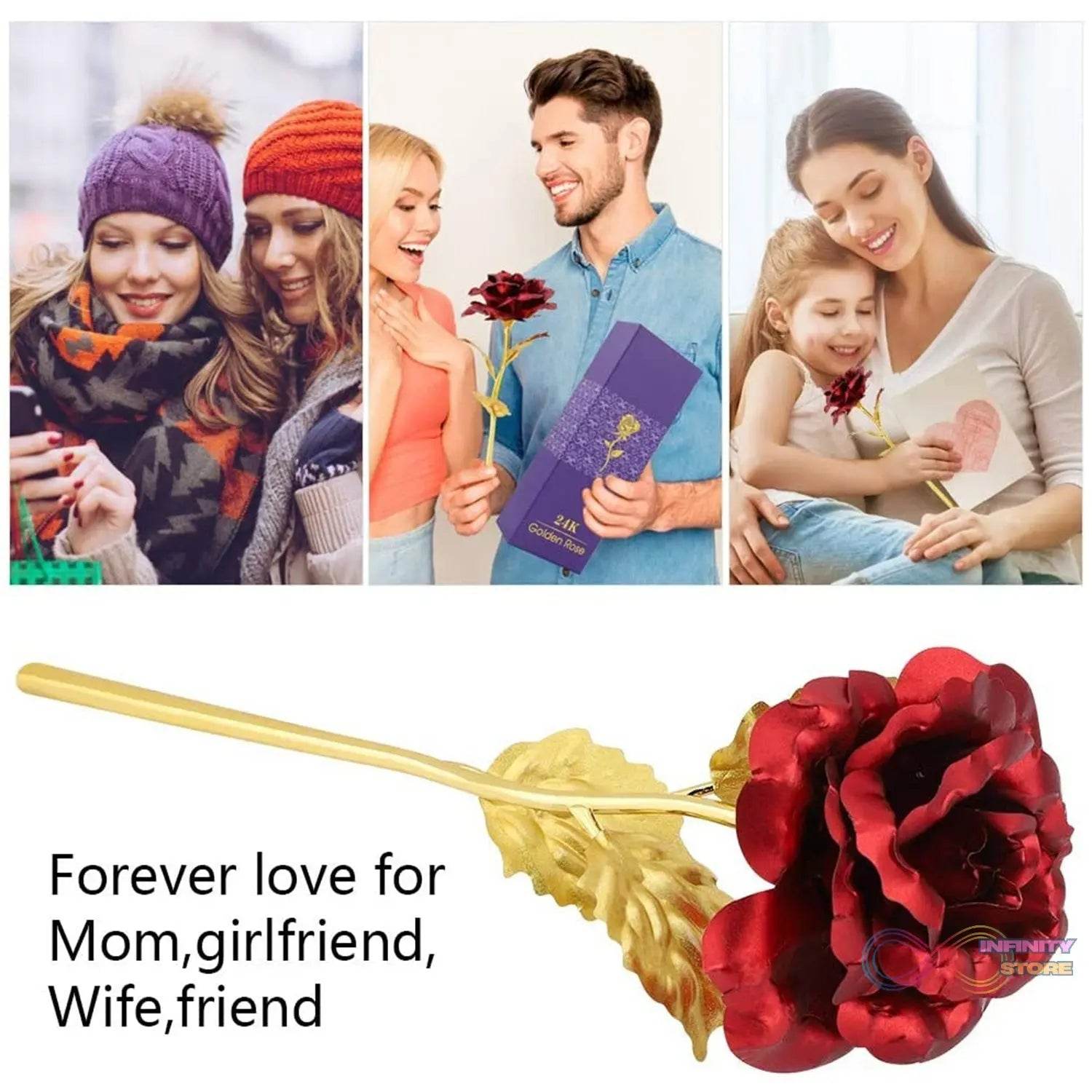 24k Gold Rose,hicoosee Gold Foil Plated Rose with LOVE Stand and Gift Box for Anniversary, Birthday, Wedding , Christmas ,Thanks giving - infinityexculsivestore.com