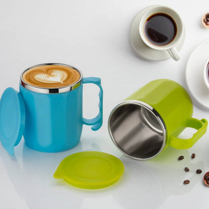 250ML Stainless Steel Mug: Insulated, Leakproof Lid, Hot/Cold Drinks (Mix Color) - infinityexculsivestore.com
