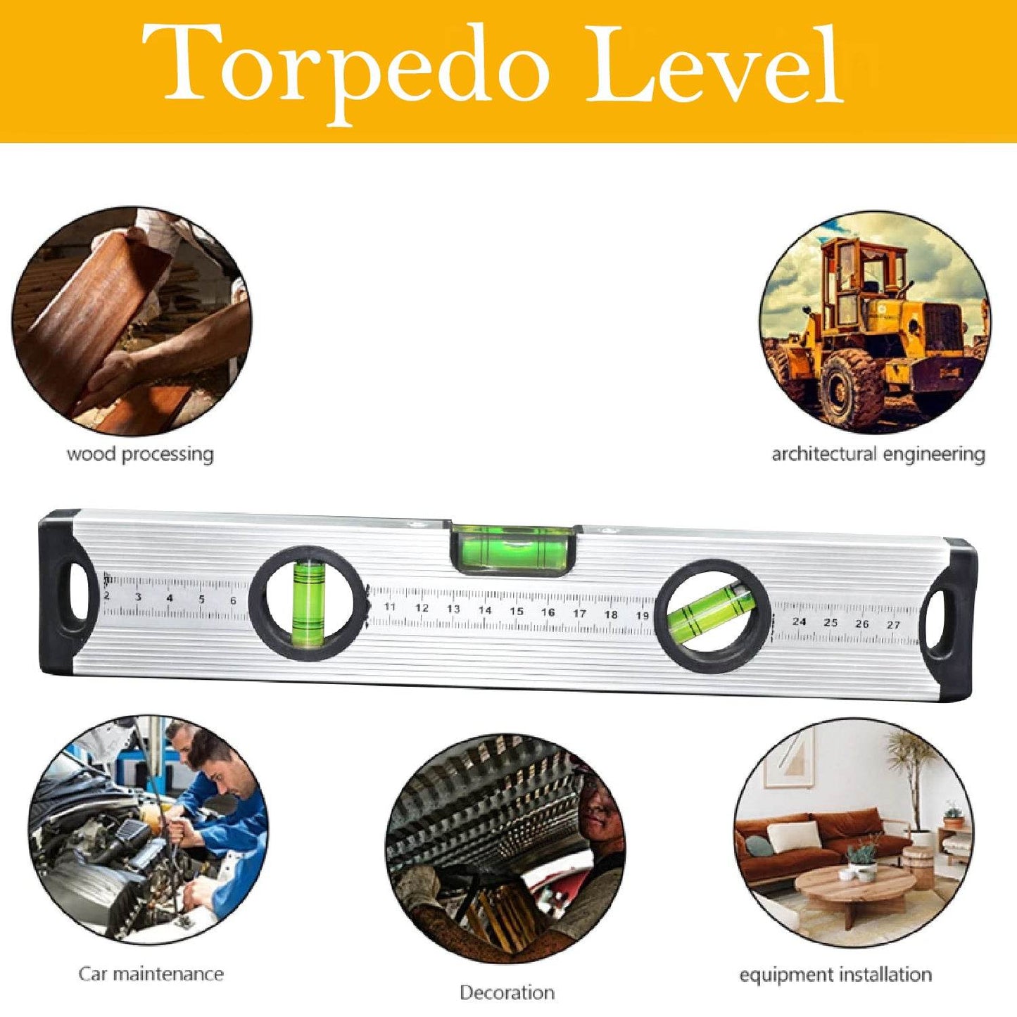 28 cm Aluminum Alloy Magnetic Torpedo Level Metric Rulers - infinityexculsivestore.com