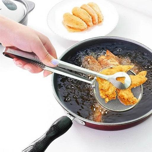 2In1 Stainless Steel Filter Spoon with Clip Food Kitchen Oil-Frying Multi-Functional - infinityexculsivestore.com