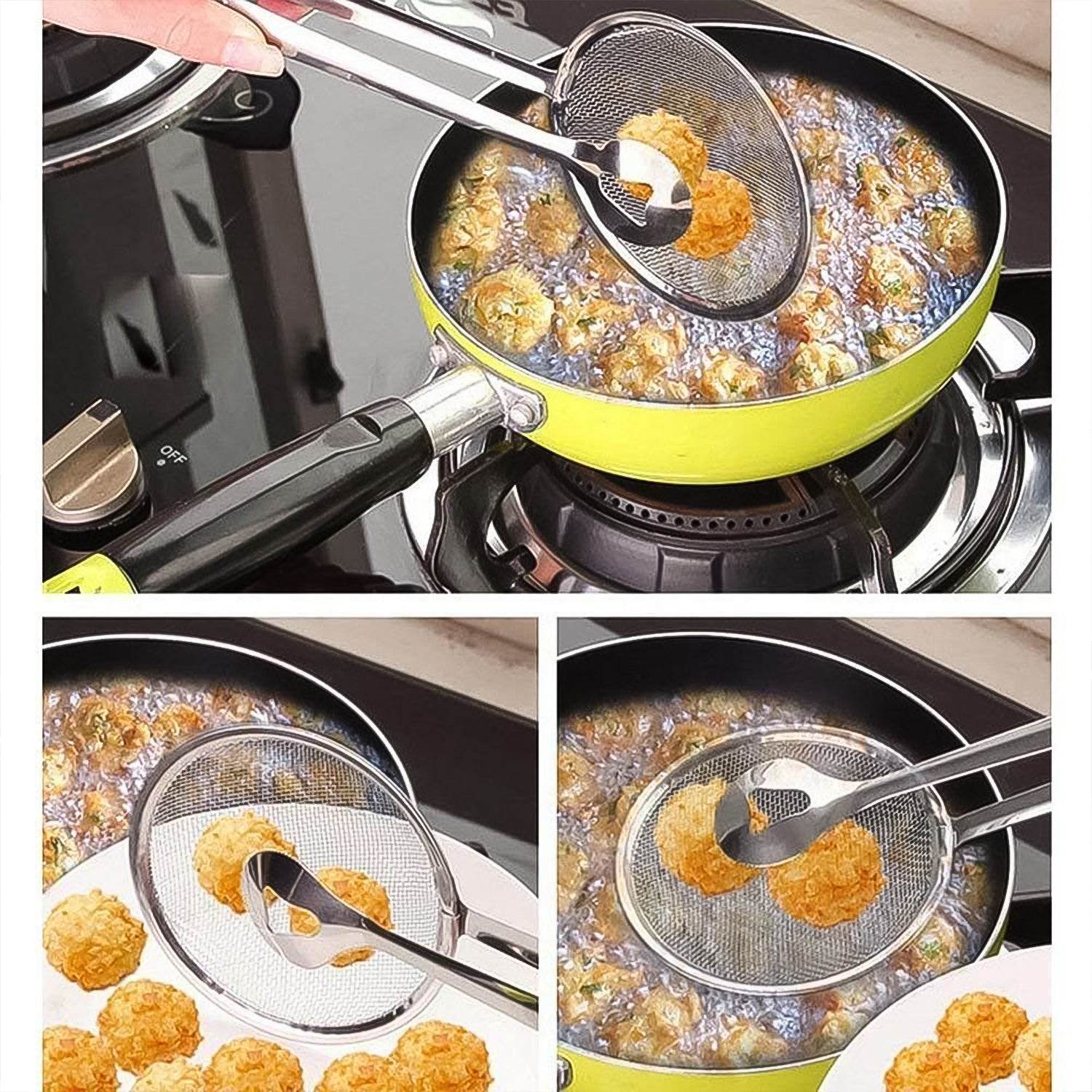 2In1 Stainless Steel Filter Spoon with Clip Food Kitchen Oil-Frying Multi-Functional - infinityexculsivestore.com