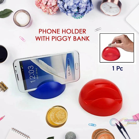 2in1 ABS Plastic Phone Holder Phone Stand With Coin Bank (1 Pc) - infinityexculsivestore.com