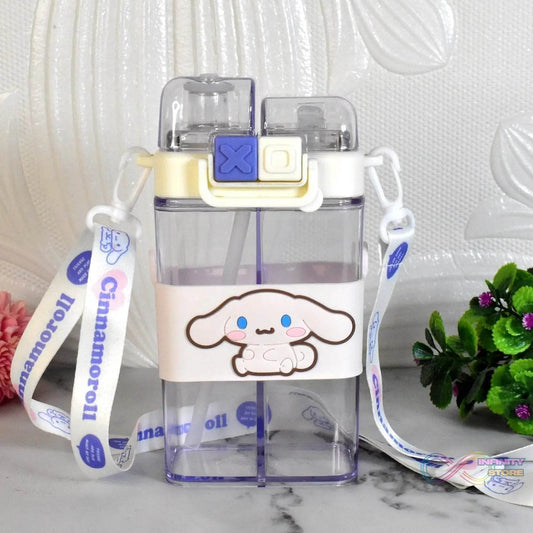 2in1 Dual Compartment Water Bottle with Straw and Adjustable Shoulder Straps (1 Pc / Multi color) - infinityexculsivestore.com