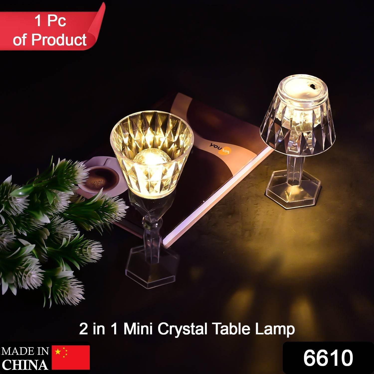2in1 Transparent Mini Crystal Table Lamp with Reflection Light - infinityexculsivestore.com