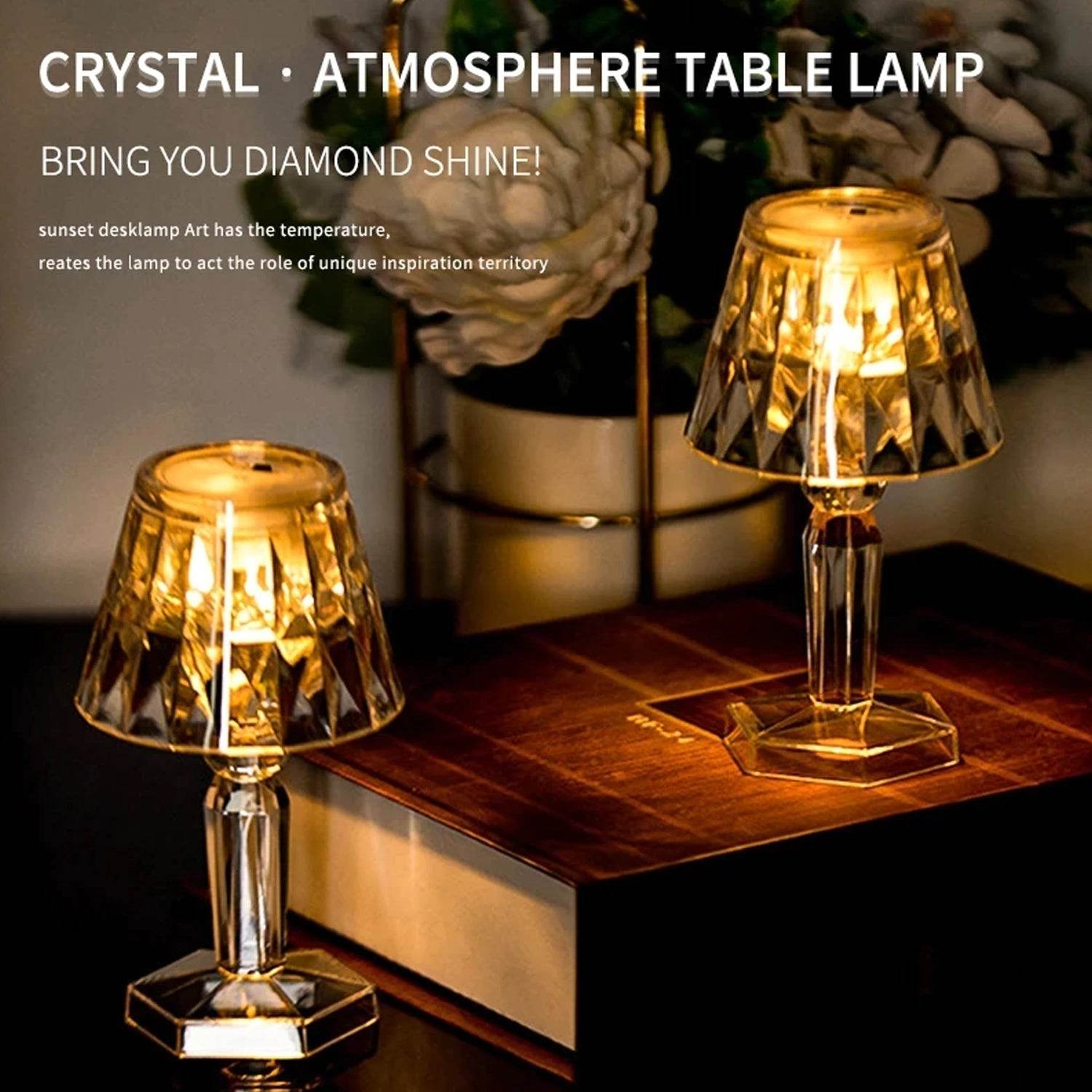2in1 Transparent Mini Crystal Table Lamp with Reflection Light - infinityexculsivestore.com