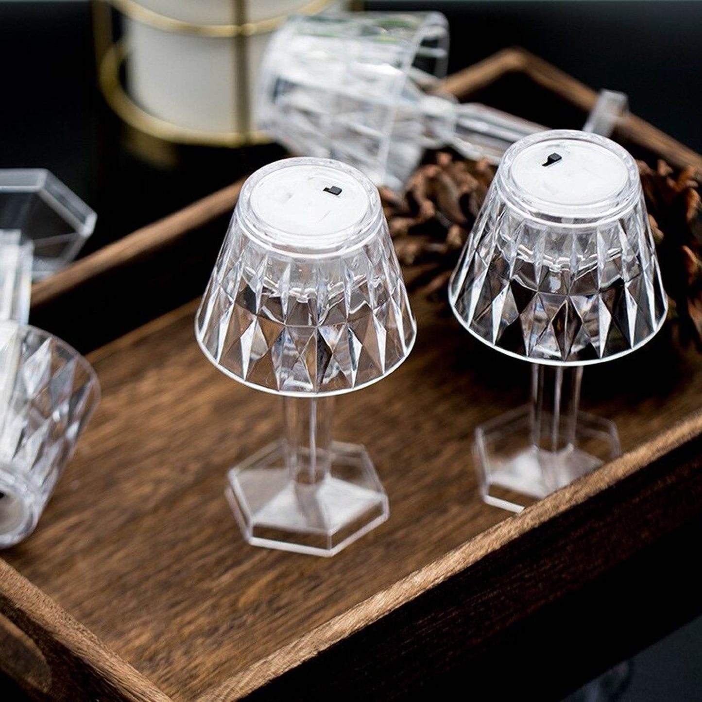 2in1 Transparent Mini Crystal Table Lamp with Reflection Light - infinityexculsivestore.com