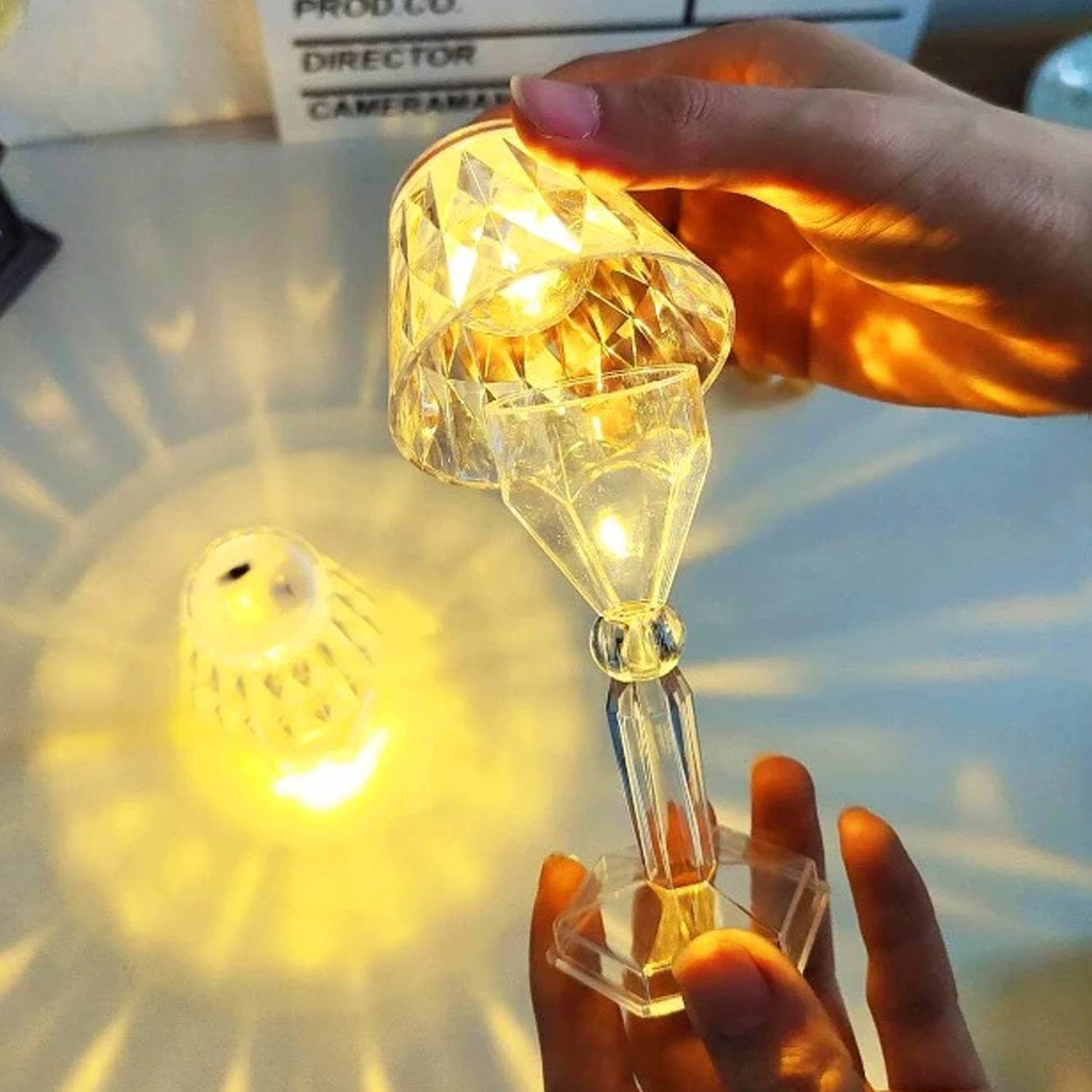 2in1 Transparent Mini Crystal Table Lamp with Reflection Light - infinityexculsivestore.com
