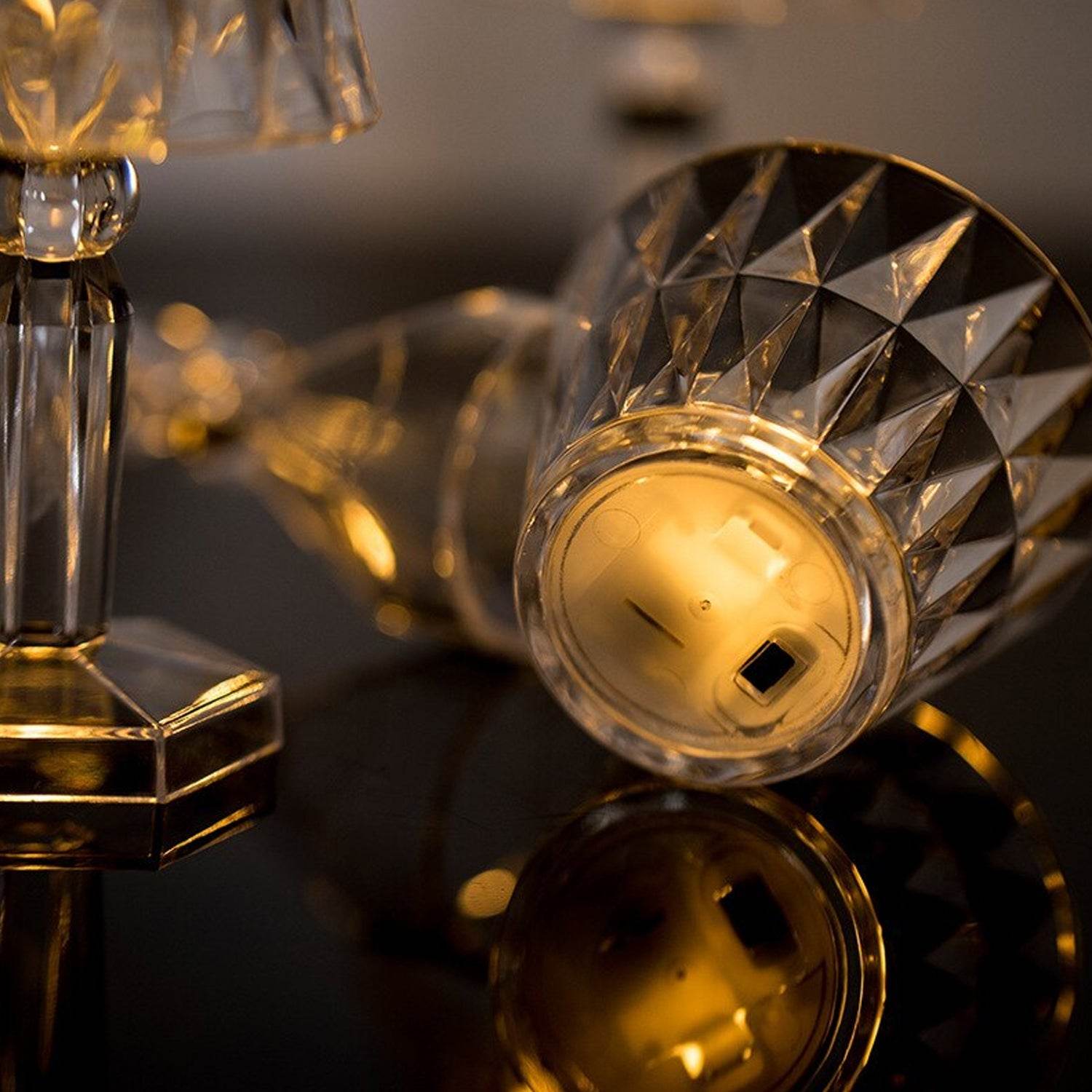 2in1 Transparent Mini Crystal Table Lamp with Reflection Light - infinityexculsivestore.com